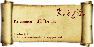 Kremmer Ábris névjegykártya